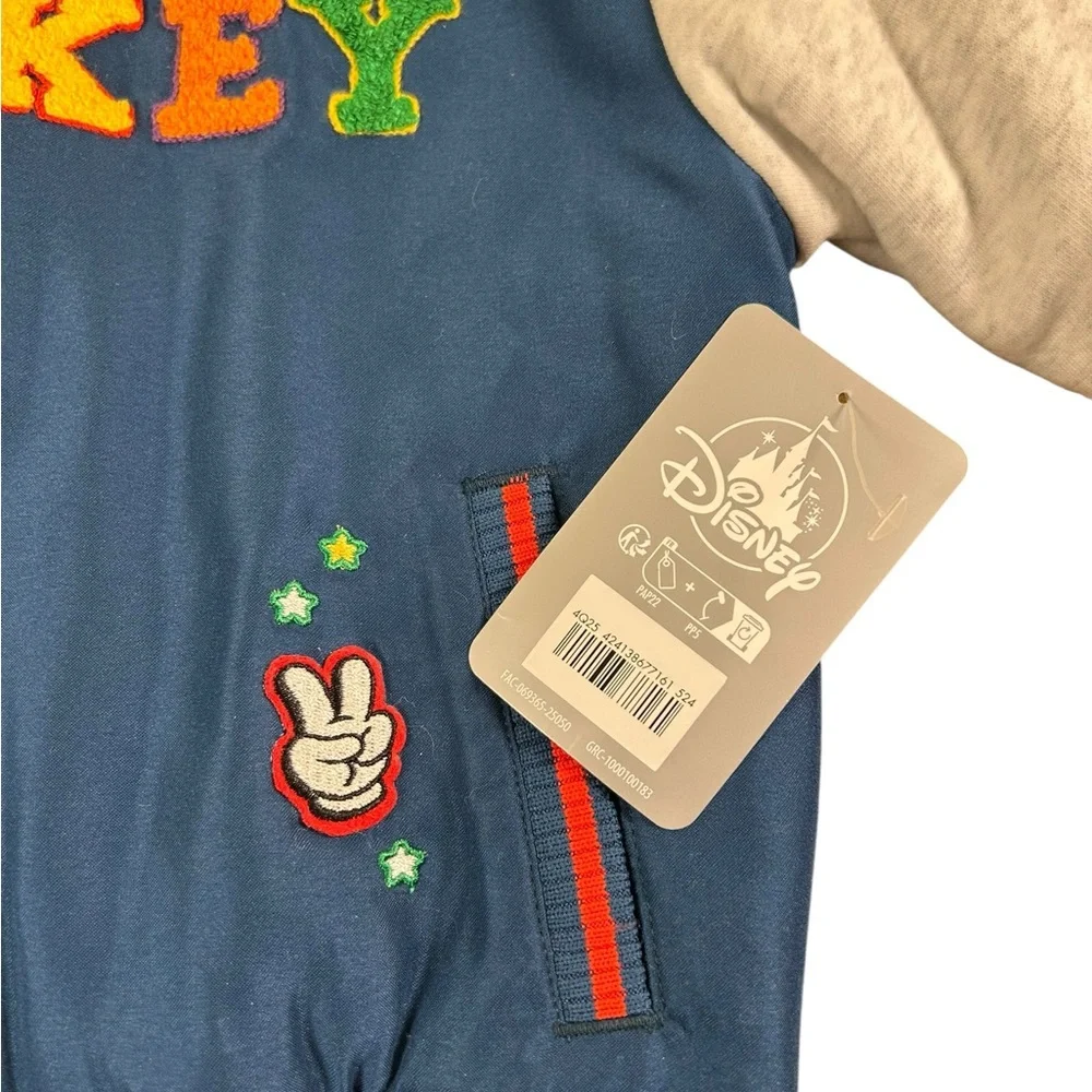 DISNEY STORE‎ NWT Mickey Mouse Varsity Bomber Jacket Kid Sz 4 Blue Chenille NEW